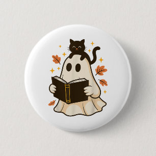 Bücher Ghost Reading Buch Halloween Library Black  Button