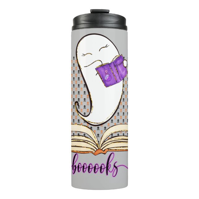 Bücher! Ghost und Book Halloween Reading Thermosbecher (Vorderseite)