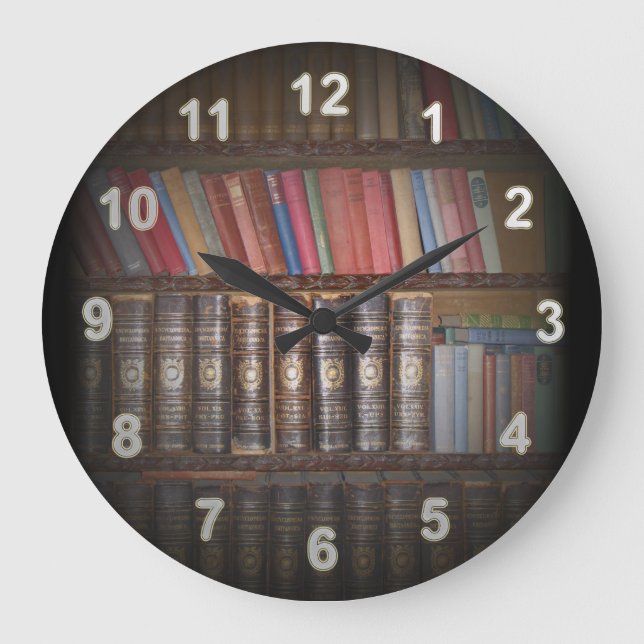 Bücher Große Wanduhr (Vorderseite)