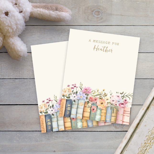 Bücher Grußkarte (Watercolor Wildflower Books Message Card by Painted Paperie
)