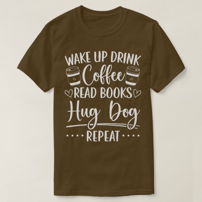 Bücher Hunde Kaffeebuchwurm Lesen T-Shirt (Design vorne)