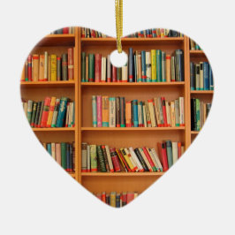 Bücher im Hintergrund der virtuellen Bibliothek Keramik Ornament