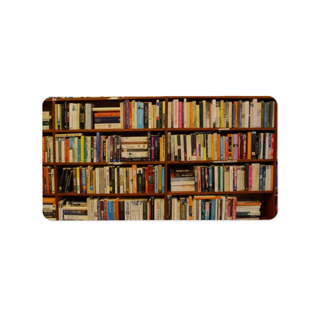 Bücher in der Bibliothek Geschenktasche Adressaufkleber (Vorne)