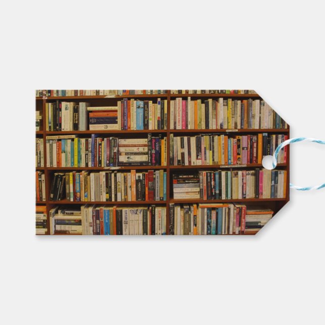 Bücher in der Bibliothek Geschenktasche Geschenkanhänger (Vorderseite (Horizontal))