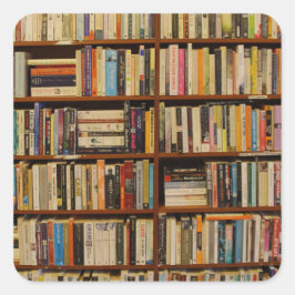 Bücher in der Bibliothek Geschenktasche Quadratischer Aufkleber