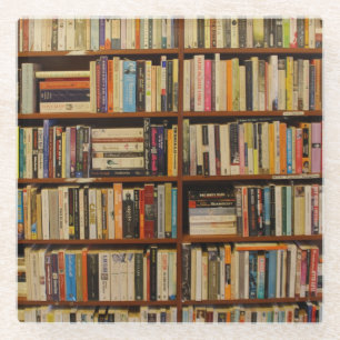 Bücher in der Bibliothek Glasuntersetzer