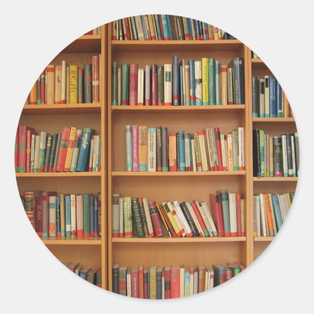 Bücher in der virtuellen Bibliothek Runder Aufkleber (Vorderseite)