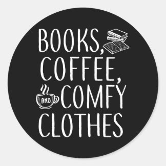 Bücher Kaffee Comfy Literary Writer Reading Bookma Runder Aufkleber