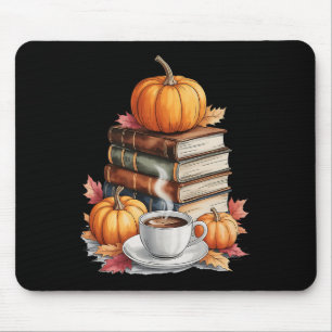 Bücher Kaffee Herbst Blätter Und Kürbisse Vintage Mousepad