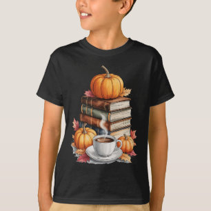 Bücher Kaffee Herbst Blätter Und Kürbisse Vintage T-Shirt