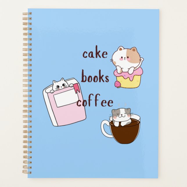 Bücher Kaffee Katzen Planer (Vorderseite)