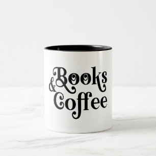 Bücher & Kaffee-Typografie Schwarz-Weiß  Zweifarbige Tasse