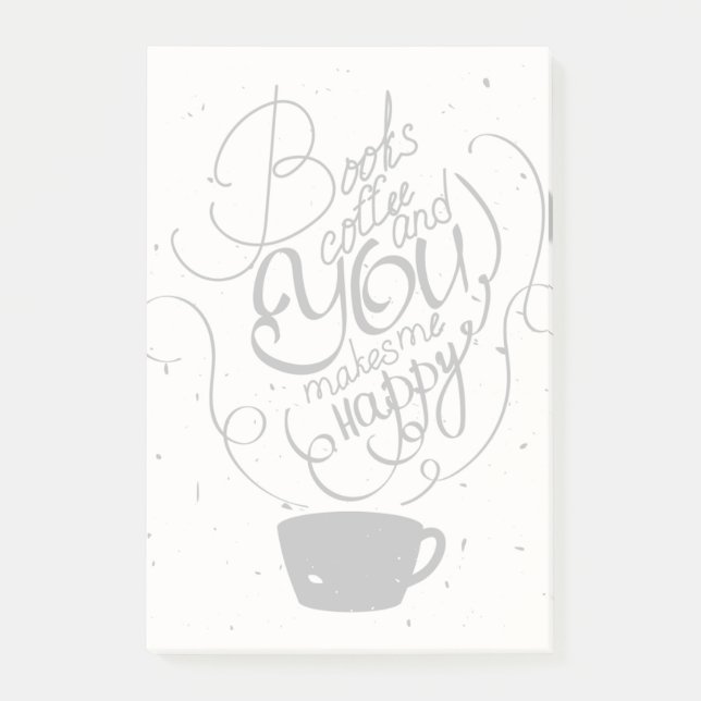 Bücher Kaffee und Sie macht mich glücklich Post-it Klebezettel (Vorderseite)