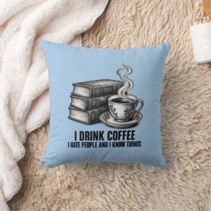 Bücher & Kaffee Vintage-Stich Kissen