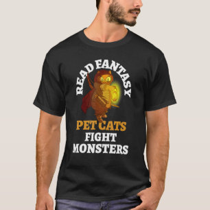 Bücher Katze Monster Buchliebhaber Fantasy Biblio T-Shirt