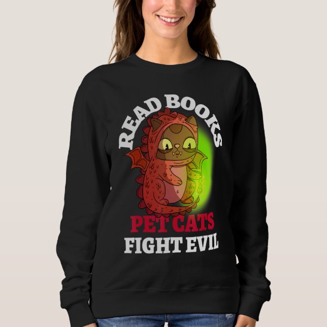 Bücher Katzen bekämpfen Böse Bookmagic Dragon Read Sweatshirt (Vorderseite)