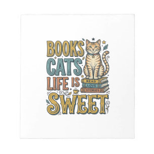 Bücher Katzen Das Leben Ist Süß Vintage Katzenlese Notizblock