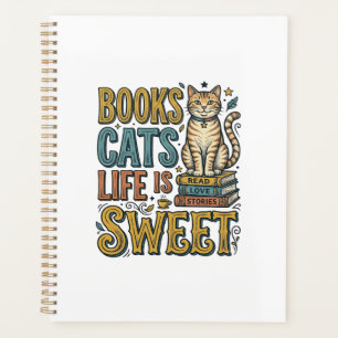 Bücher Katzen Das Leben Ist Süß Vintage Katzenlese Planer