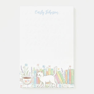 Bücher Katzen & Kaffee Floral Personalisiert Post-it Klebezettel