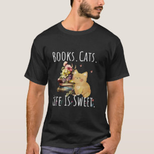 Bücher Katzen Leben Ist Süß Katzen Buchliebhaber L T-Shirt