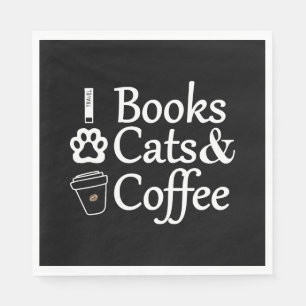 Bücher, Katzen und Kaffee Serviette