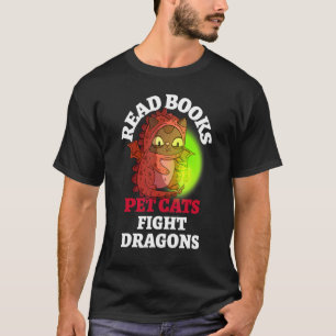 Bücher Katzenkämpfe Drachen buchen Magic Dragon Re T-Shirt
