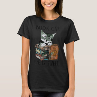 Bücher Katzenleben ist süße Katzen Buch Liebhaber T-Shirt