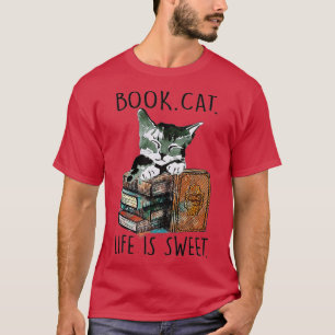 Bücher Katzenleben ist süße Katzen Buch Liebhaber T-Shirt