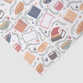 Bücher, Kerzen und Tee Seidenpapier