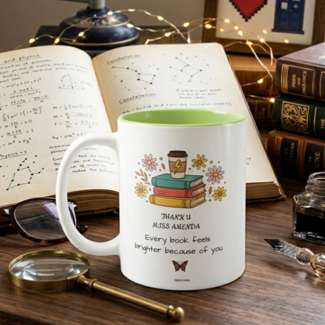 Bücher Lehrer Danke Geschenk Personalisierte Tasse (Von Creator hochgeladen)