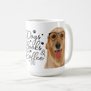 Bücher Lesekaffee Welpe Hund Golden Retriever Kaffeetasse