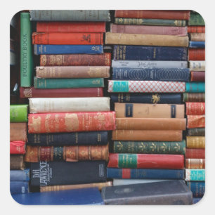 Bücher lesen alte Bücher der Liebe Quadratischer Aufkleber