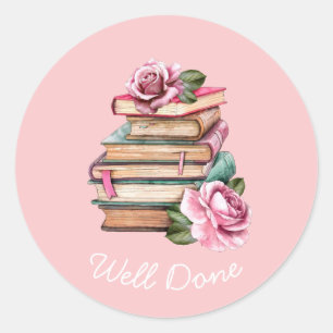 Bücher lesen gut gemacht Lehrklassik Runder Aufkleber