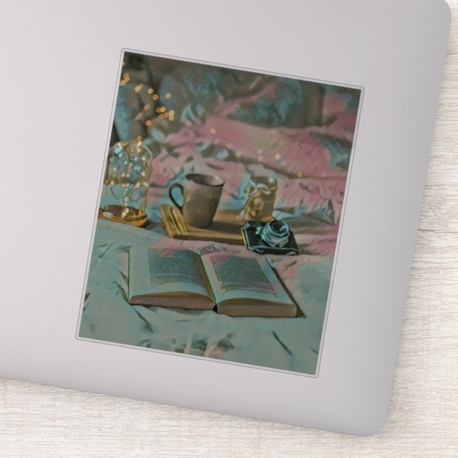 Bücher lesen, Kaffee trinken Aufkleber (Detail)