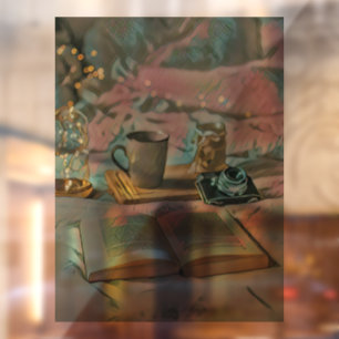 Bücher lesen, Kaffee trinken Fensteraufkleber