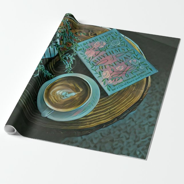 Bücher lesen, Kaffee trinken Geschenkpapier (Ungerollt)