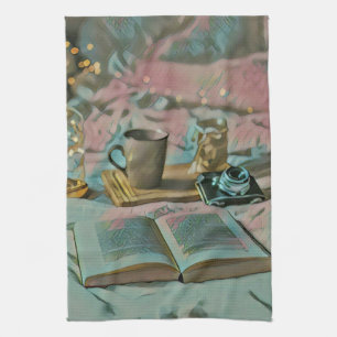 Bücher lesen, Kaffee trinken Geschirrtuch