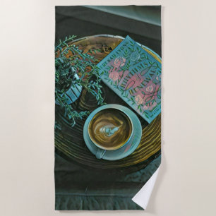 Bücher lesen, Kaffee trinken Strandtuch