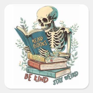 Bücher lesen quadratischer aufkleber