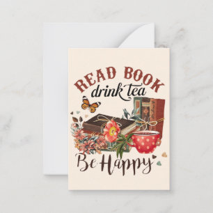 Bücher lesen, Tee trinken und glücklich sein Mitteilungskarte