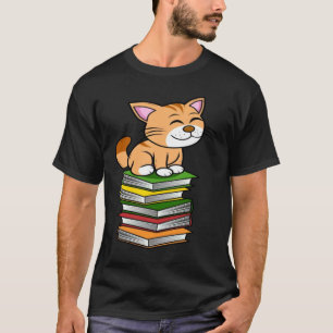 Bücher lesende Katze  Katzen mit einem Bücherstape T-Shirt