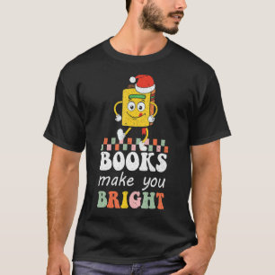 Bücher machen Sie hell Retro Weihnachts-Bibliothek T-Shirt