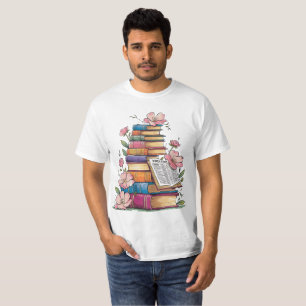 Bücher mit blühenden Blume T-Shirt