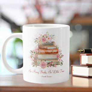 Bücher mit individuellen Zitaten und alte rosa Ros Jumbo-Tasse
