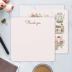 Bücher Mushroom Floral Whimsical Cottage Art Dankeskarte