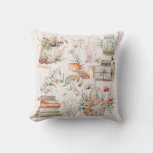 Bücher Mushroom Floral Whimsical Cottage Art Kissen