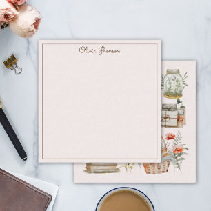 Bücher Mushroom Floral Whimsical Cottage Art Mitteilungskarte