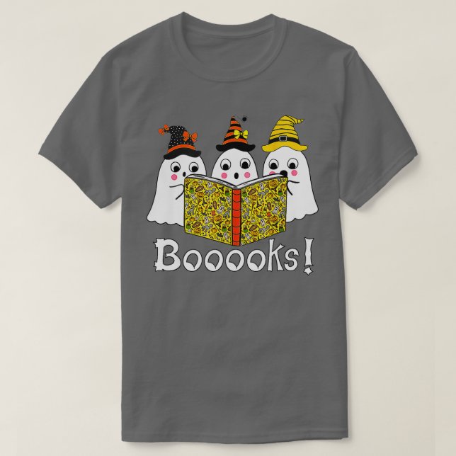 Bücher! Niedlich Ghost Boo Reading Books Halloween T-Shirt (Design vorne)