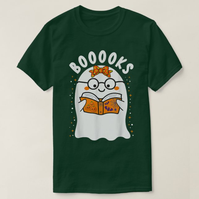 Bücher! Niedlich Ghost Reading Library Books Hallo T-Shirt (Design vorne)
