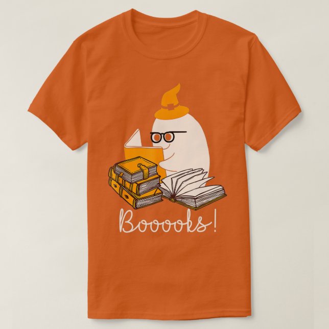 Bücher! Niedlich Ghost Reading Library Books Hallo T-Shirt (Design vorne)